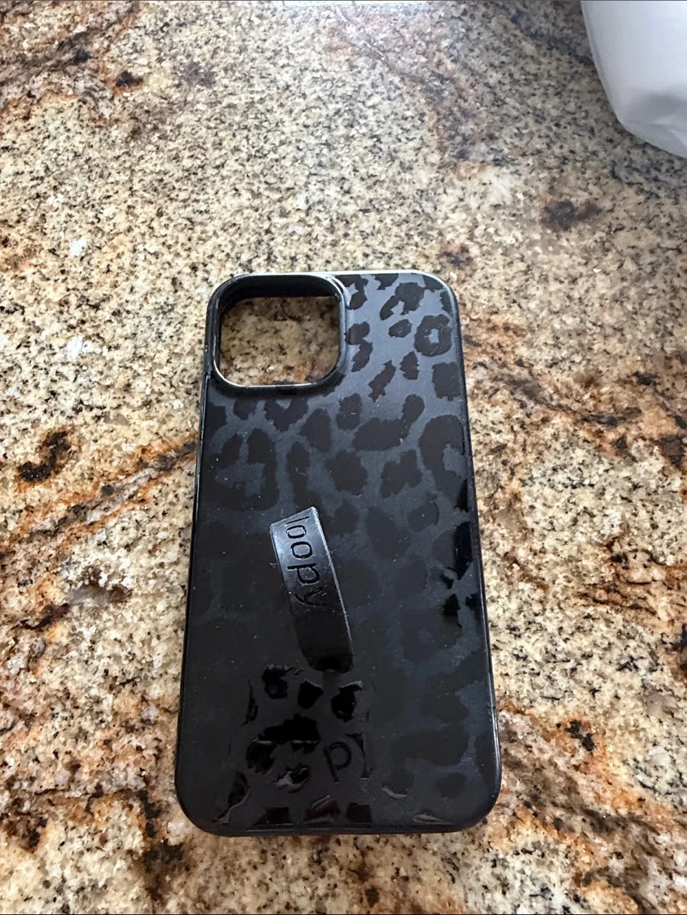 Loopy Case Black Leopard Print Phone Case with Loop Grip 13”pro max